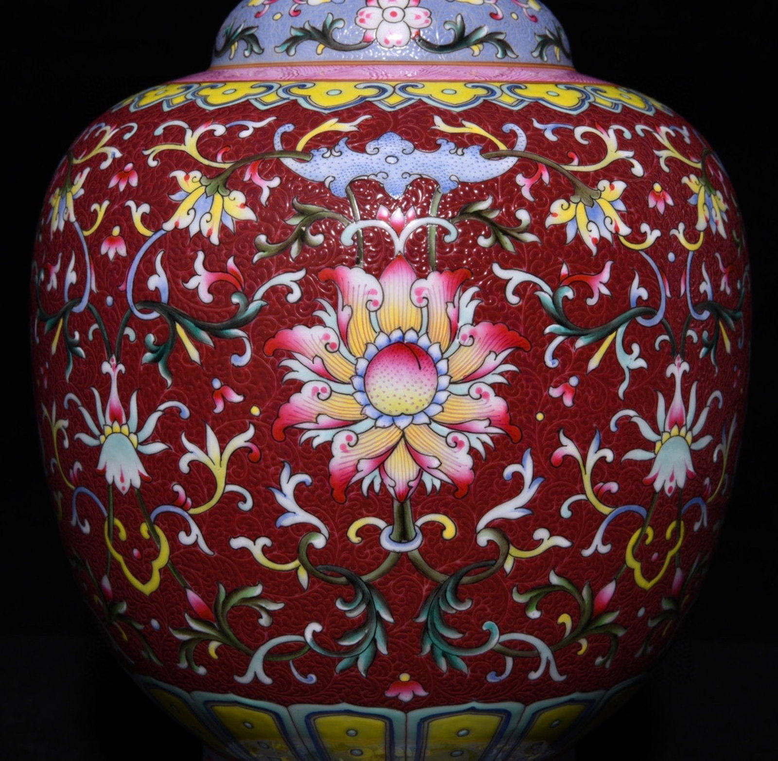 A Rare Ruby Red-Glazed Lotus Pattern Double-Ears Vase - 8