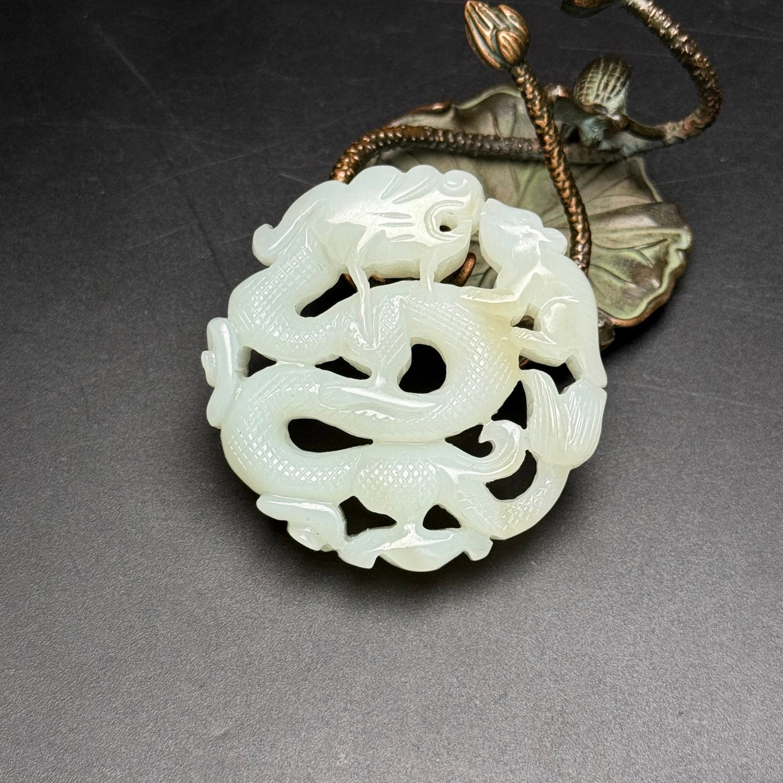 An Exquisite White Jade Dragon Pendant (1 of 7)