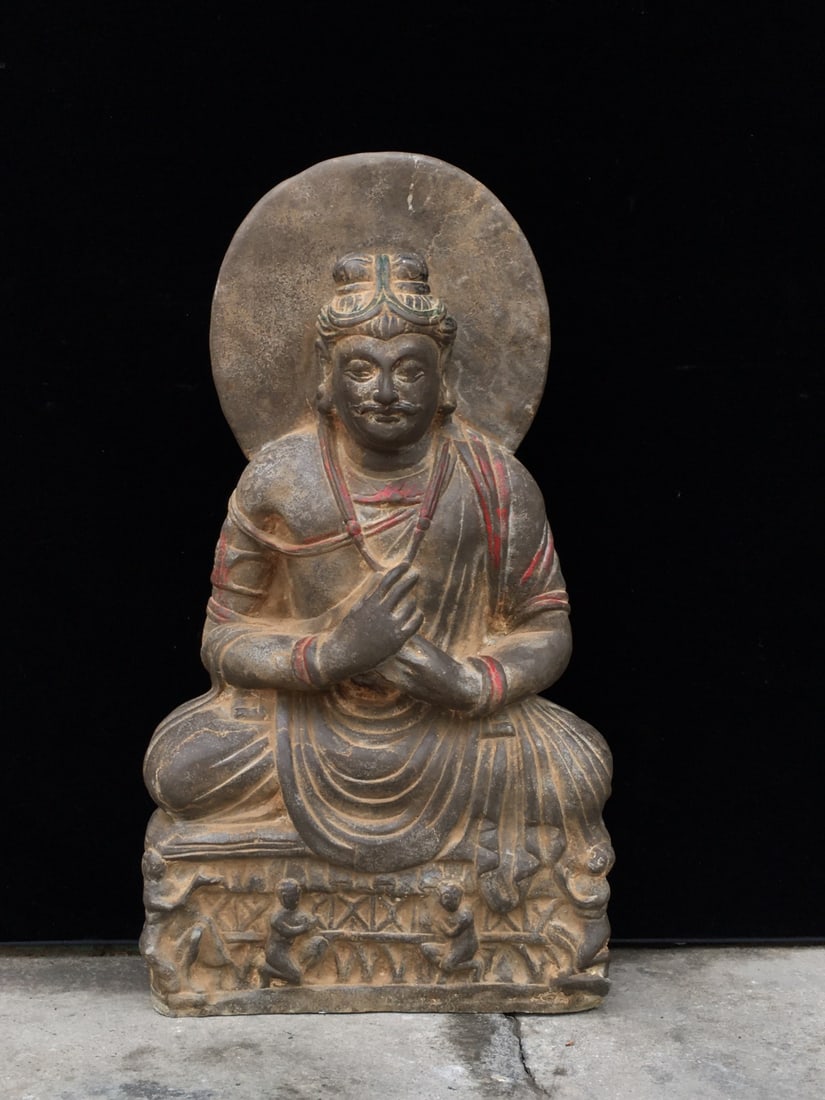 A Rare Limestone Figure Ornament: A Rare Limestone Figure Ornament,Qing Dynasty, China,Size:24inx13in 青石人物摆件,中国清代