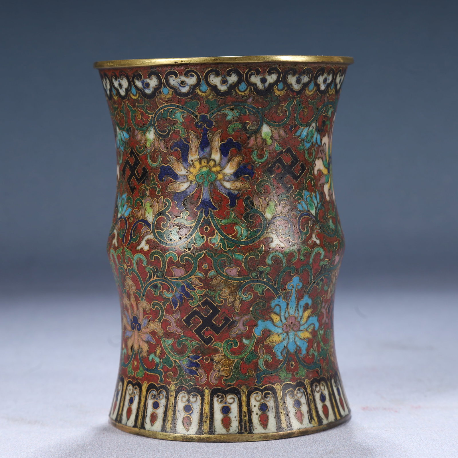 An Exquisite Cloisonne Lotus Pattern Brush Pot - 3