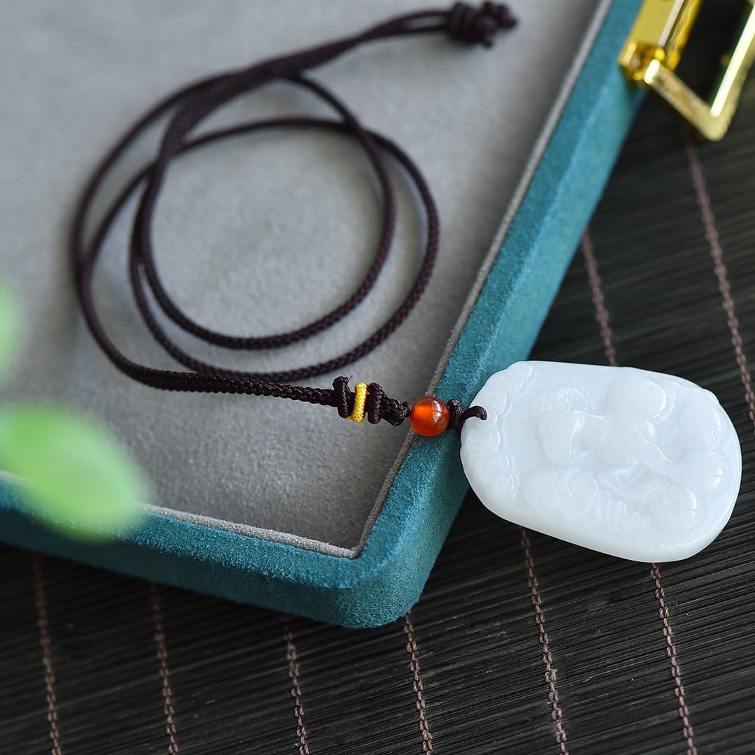 An Exquisite White Jade Sheep Pattern Pendant - 5