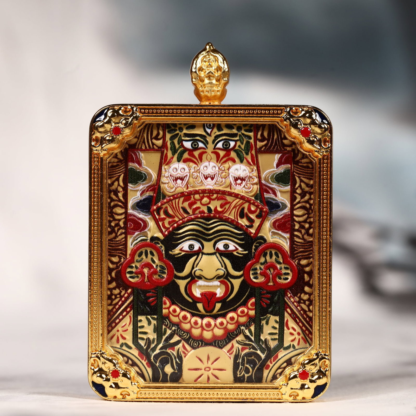 An Exquisite Painted Color Statue of Mammon Tangka: An Exquisite Painted Color Statue of Mammon Tangka,Size:2inx2.8in 彩绘财神像唐卡