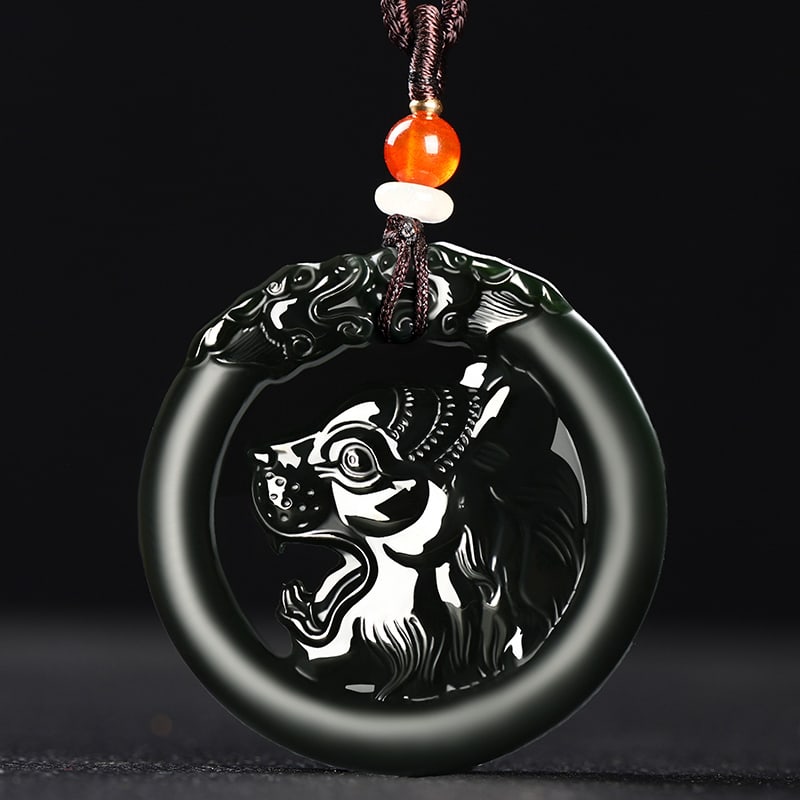 An Exquisite Cyan jade Tiger Pattern Pendant: An Exquisite Cyan jade Tiger Pattern Pendant,Size:1.7in 青玉虎纹挂件