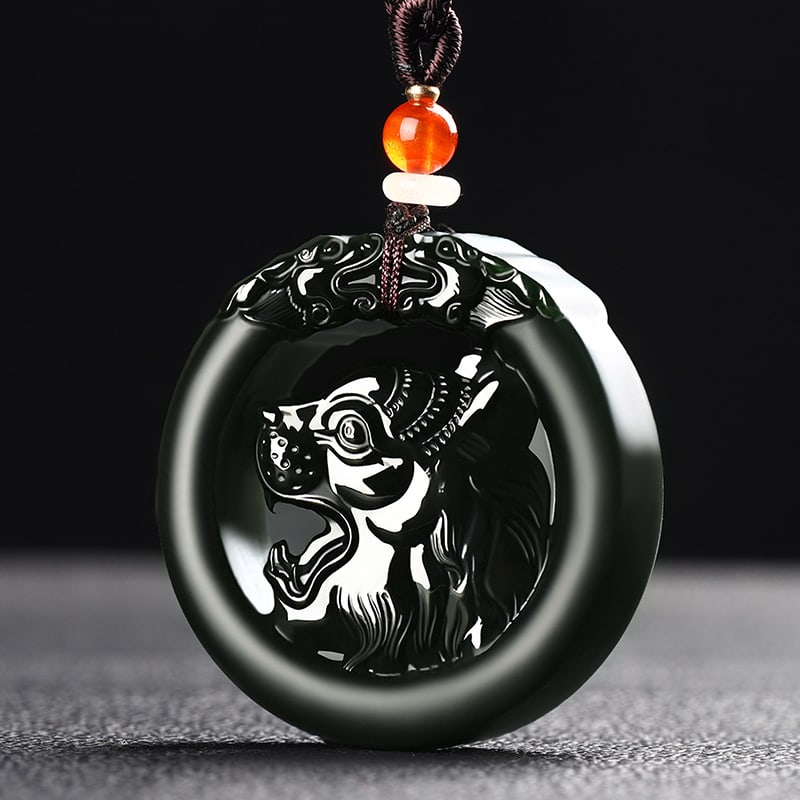 An Exquisite Cyan jade Tiger Pattern Pendant - 2