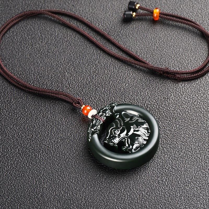 An Exquisite Cyan jade Tiger Pattern Pendant - 3