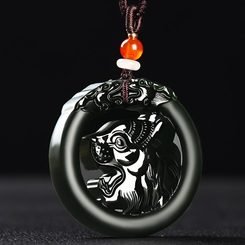 An Exquisite Cyan jade Tiger Pattern Pendant - 4