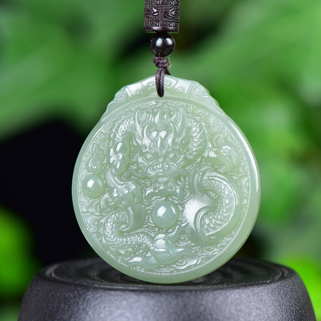 An Exquisite Greenish Jade Dragon Pattern Pendant - 5