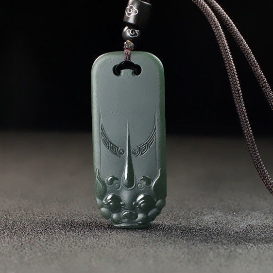 An Exquisite Cyan jade Wealth-Attracting Creature Pattern Pendant: An Exquisite Cyan jade Wealth-Attracting Creature Pattern Pendant 青玉貔貅纹挂件