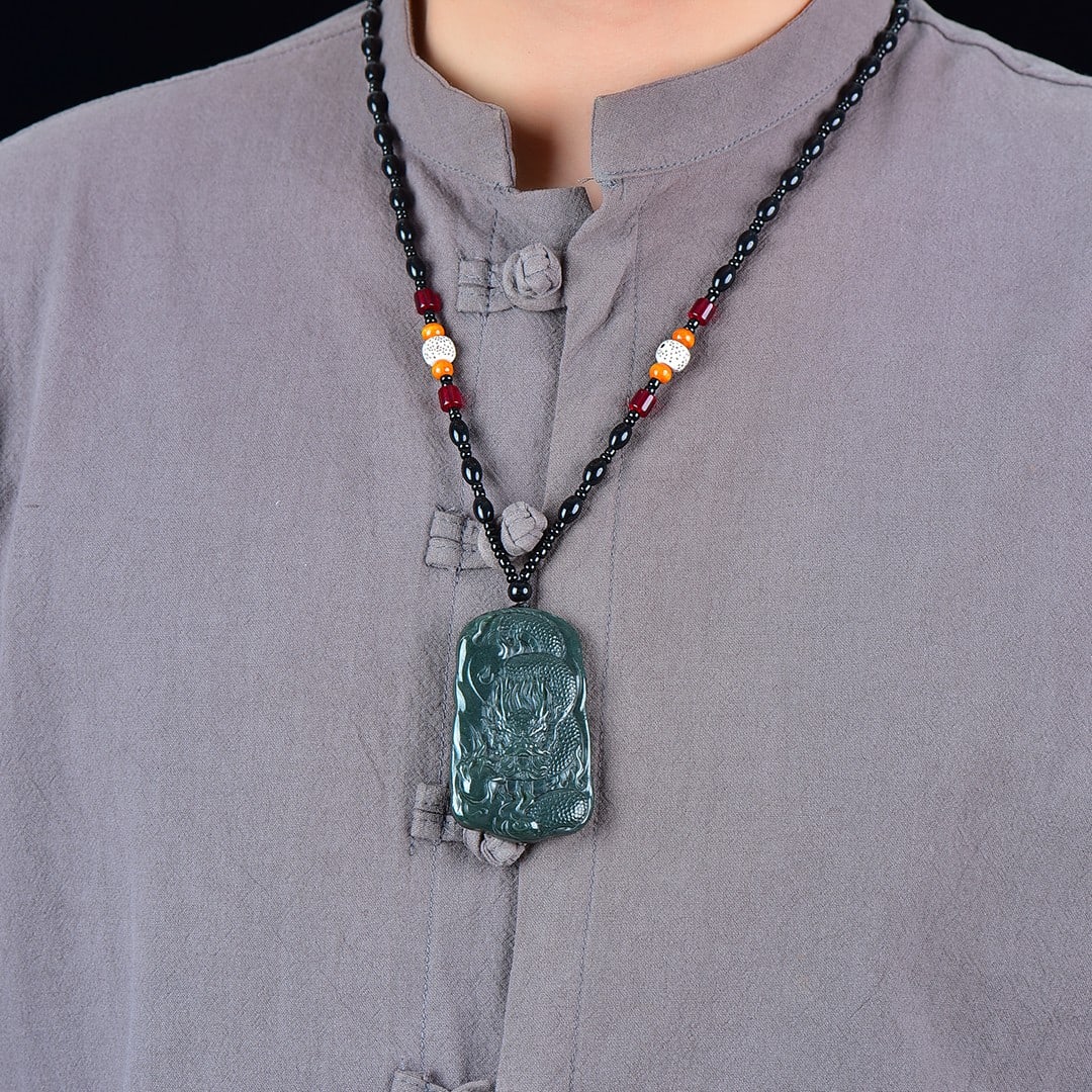 An Exquisite Jasper Dragon Pattern Pendant (1 of 6)