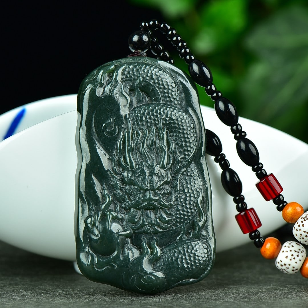 An Exquisite Jasper Dragon Pattern Pendant - 4