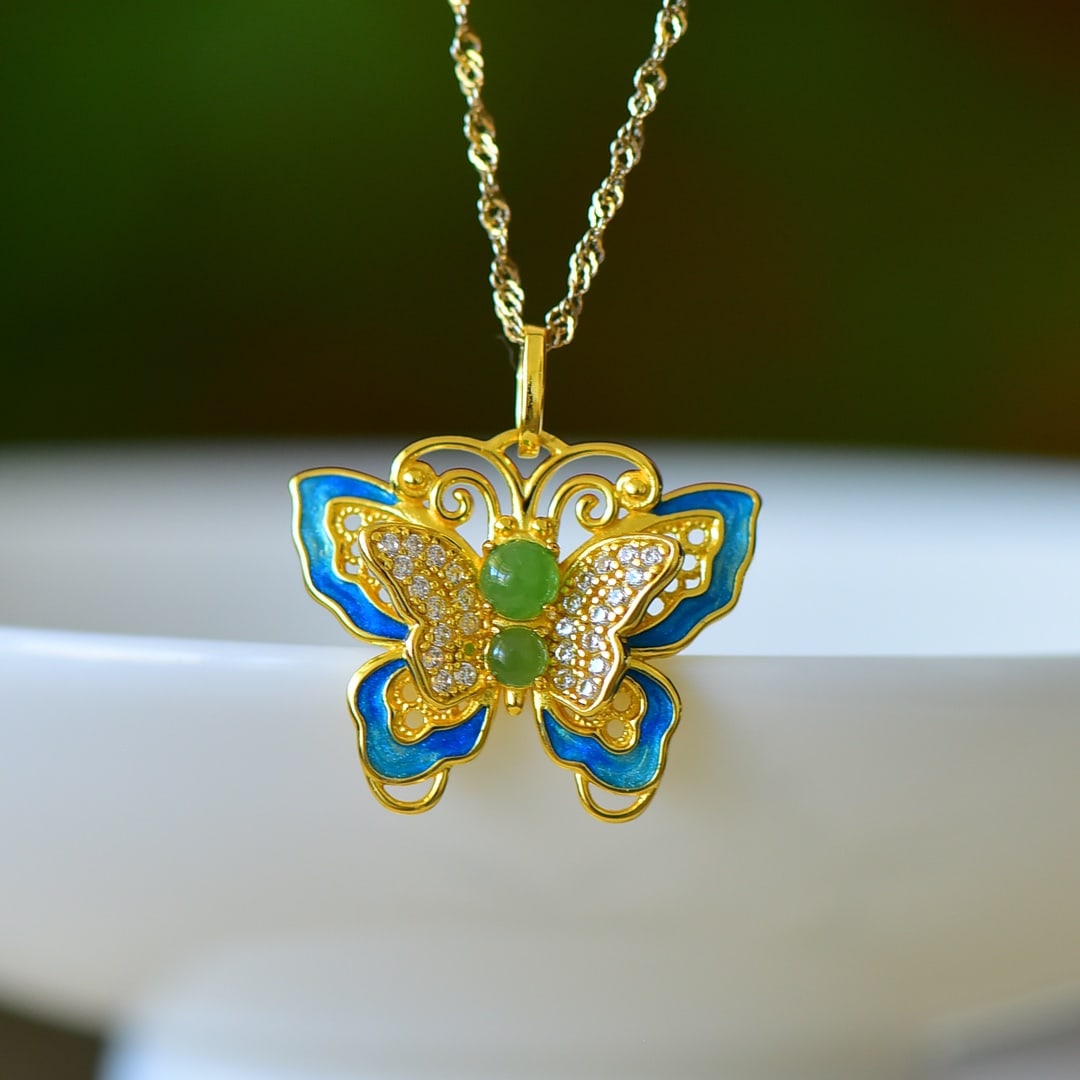 An Exquisite Sterling Silver-Gold Plated Inlaid Jasper Enamel Pendant,Inlaid Diamond: An Exquisite Sterling Silver-Gold Plated Inlaid Jasper Enamel Pendant,Inlaid Diamond,Size:0.2inx0.2in