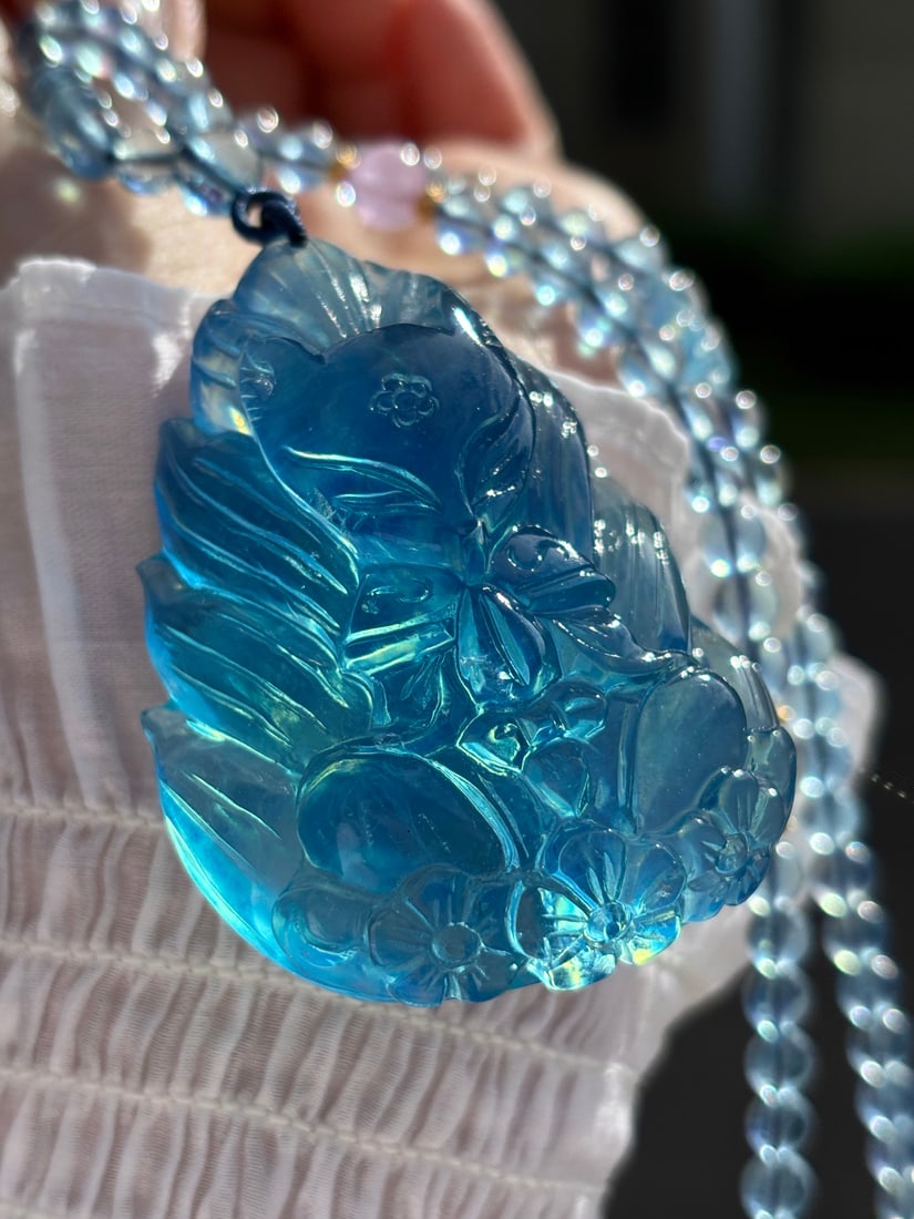 An Exquisite Aquamarine Fox Pattern Pendant - 3