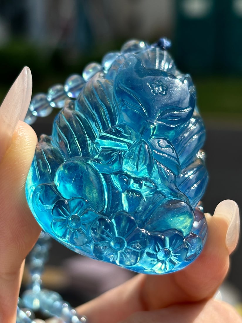 An Exquisite Aquamarine Fox Pattern Pendant - 4