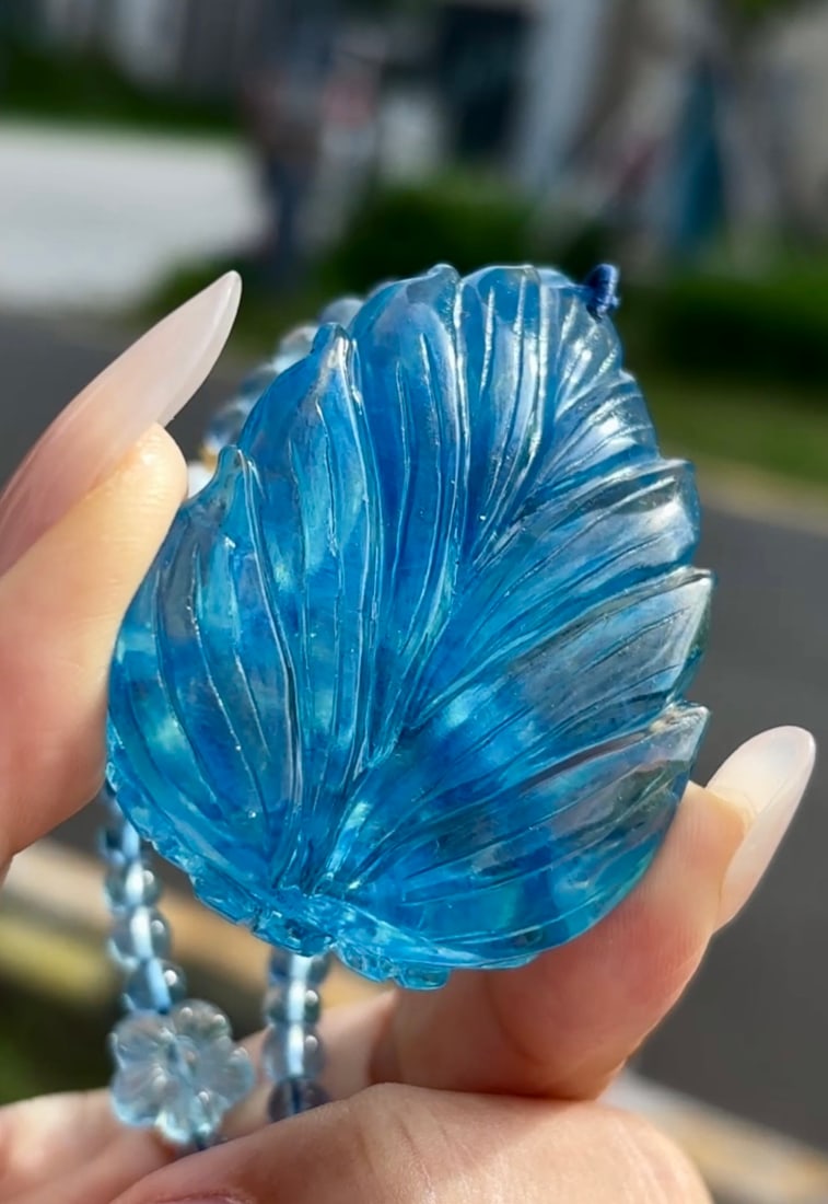 An Exquisite Aquamarine Fox Pattern Pendant - 5