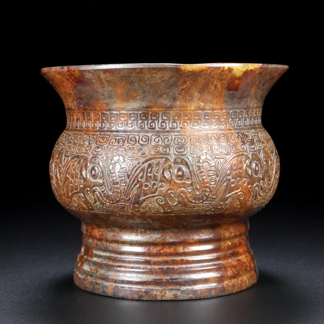 An Exquisite White Jade Elephant Pattern Jar - 6