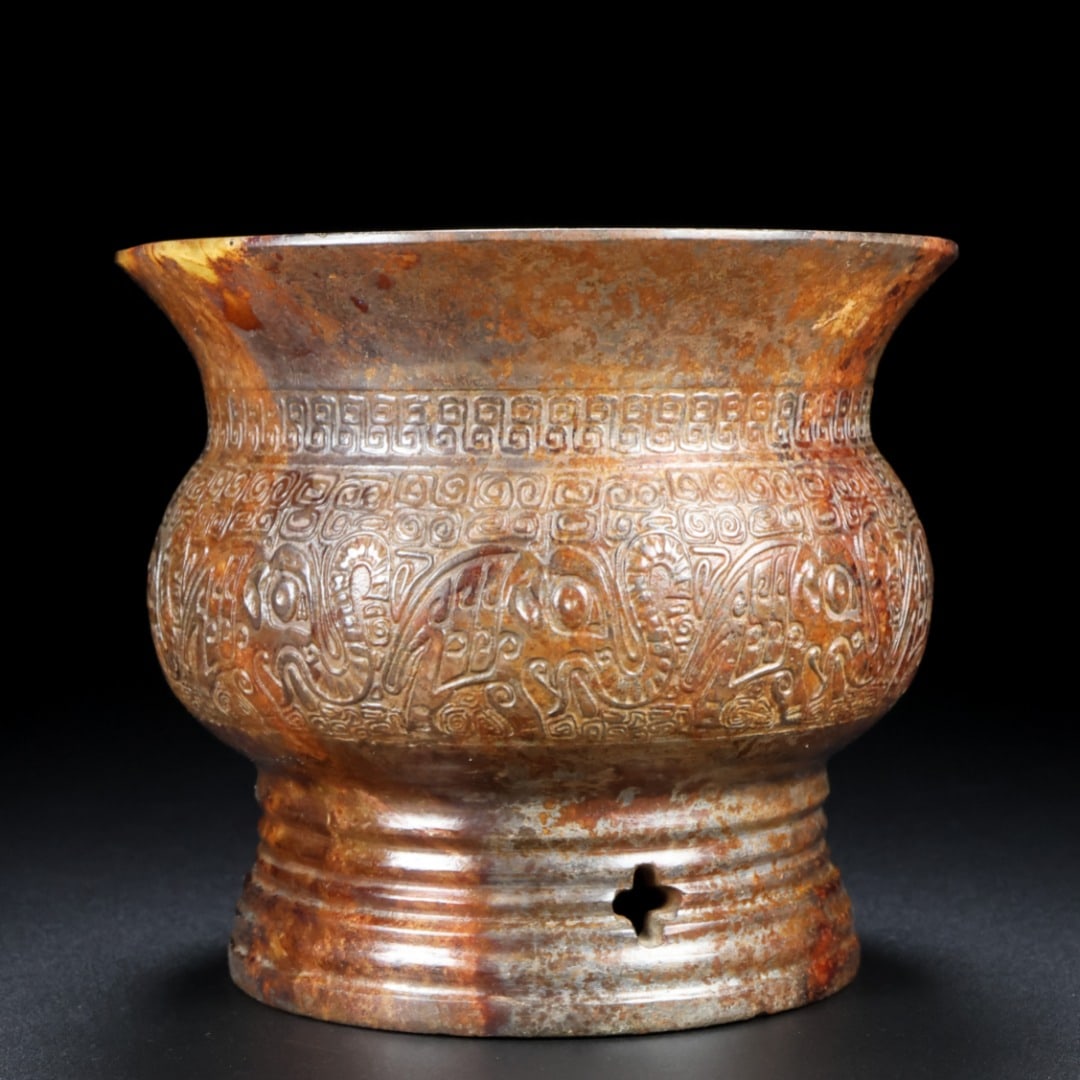 An Exquisite White Jade Elephant Pattern Jar - 8