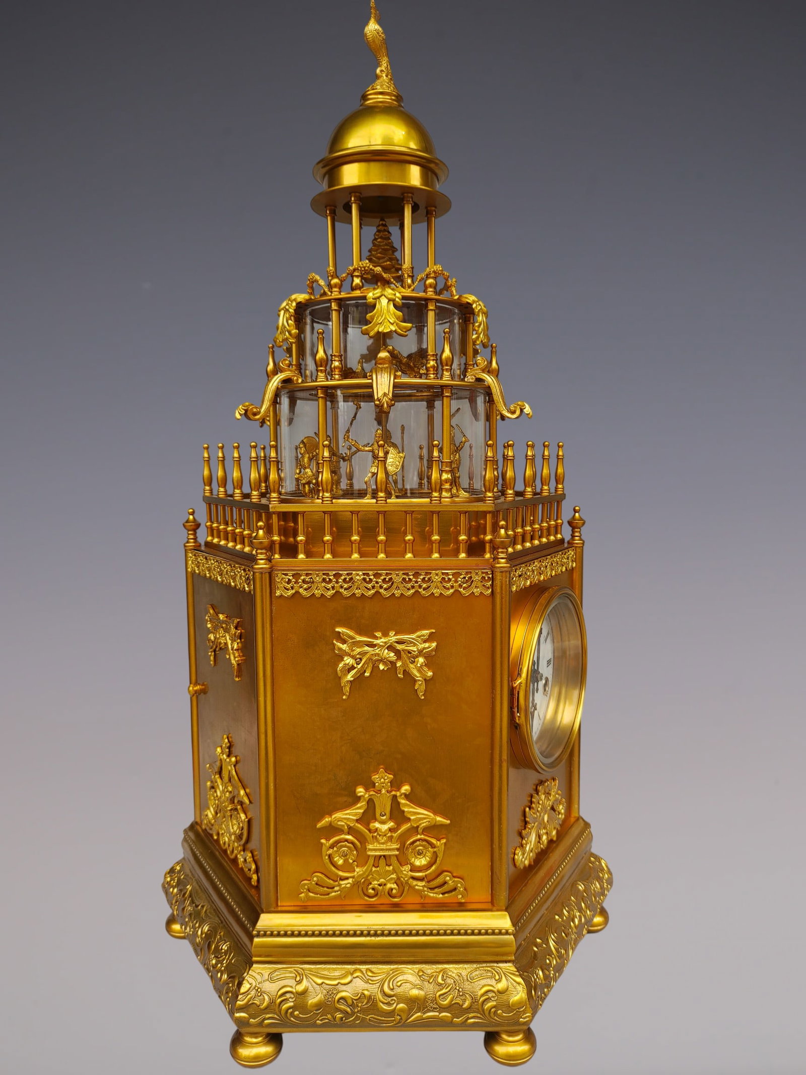 An Exquisite Gilt Bronze Lotus Pattern Clock - 2
