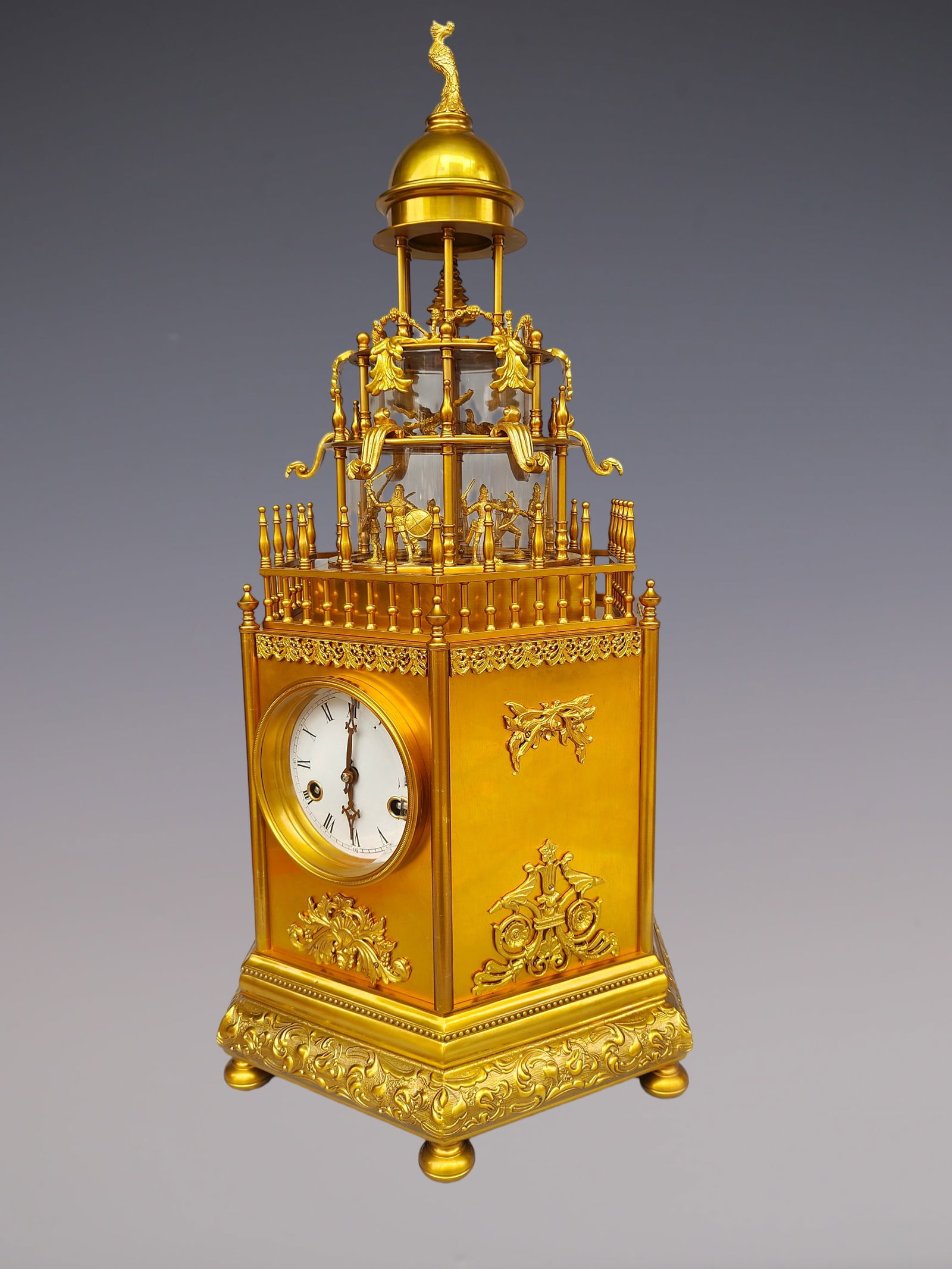 An Exquisite Gilt Bronze Lotus Pattern Clock - 8
