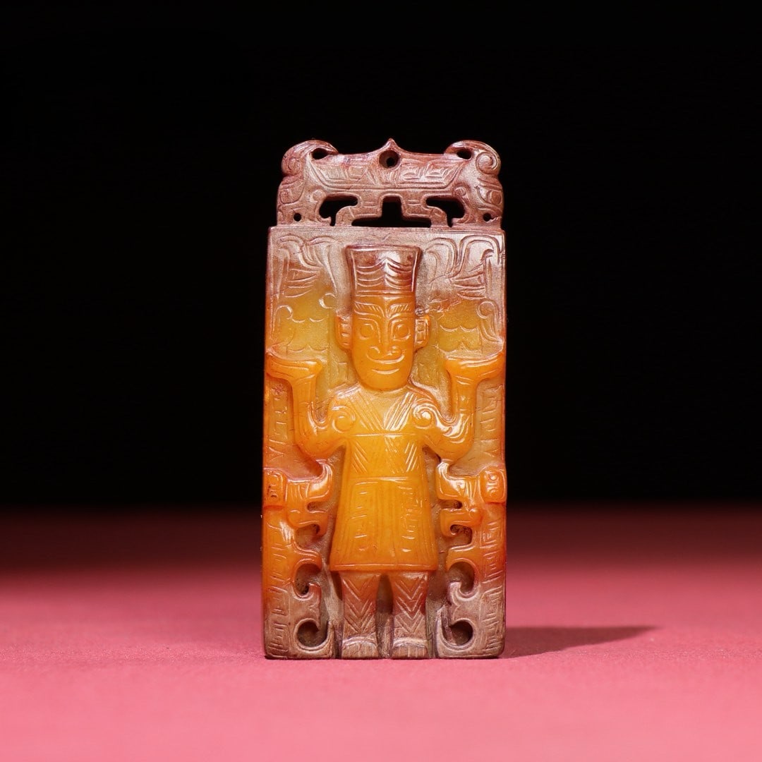 An Exquisite White Jade Figure Pattern Brand: An Exquisite White Jade Figure Pattern Brand Han Dynasty, China Size:3.5inx1.6inx0.4in Weight:89g白玉神人牌子 中国汉代 Size:8.9cmx4.1cmx1cm