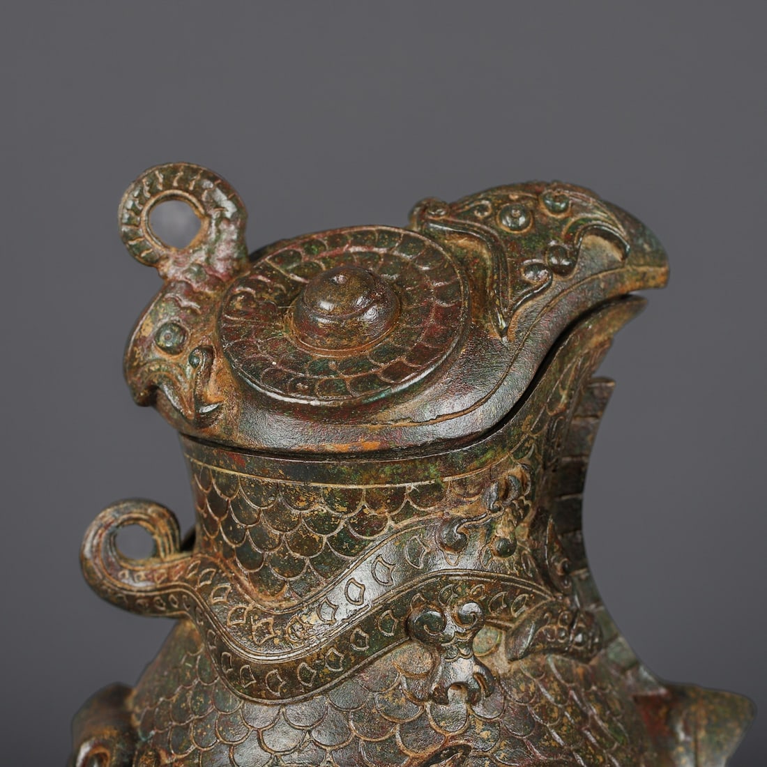 An Exquisite Bronze Beast-Face Pattern Vase - 2