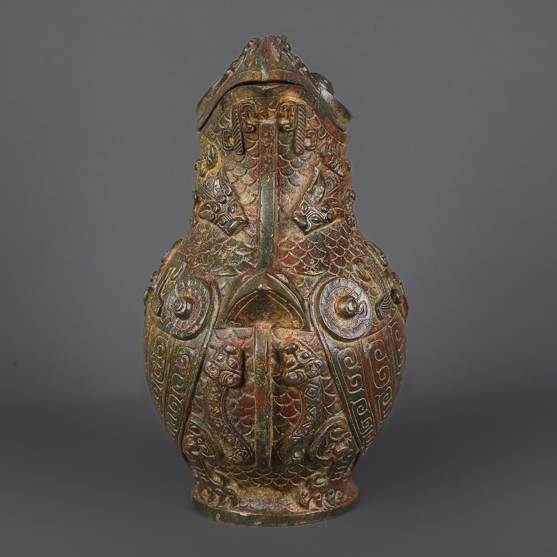 An Exquisite Bronze Beast-Face Pattern Vase - 5