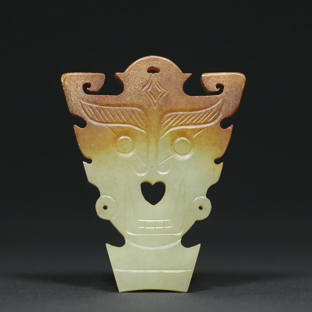 An Exquisite White Jade Human Face Pattern Pendant - 2