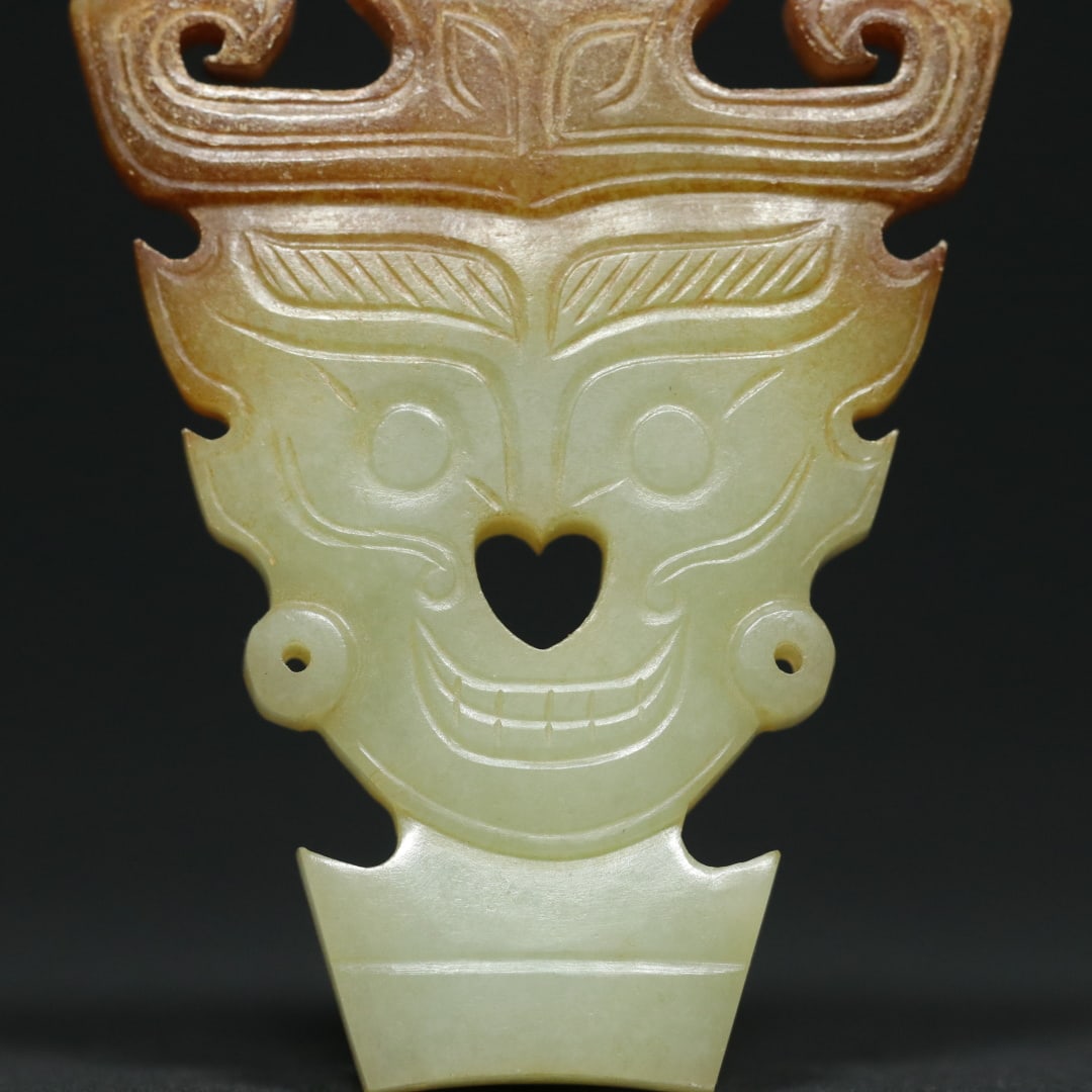 An Exquisite White Jade Human Face Pattern Pendant - 5
