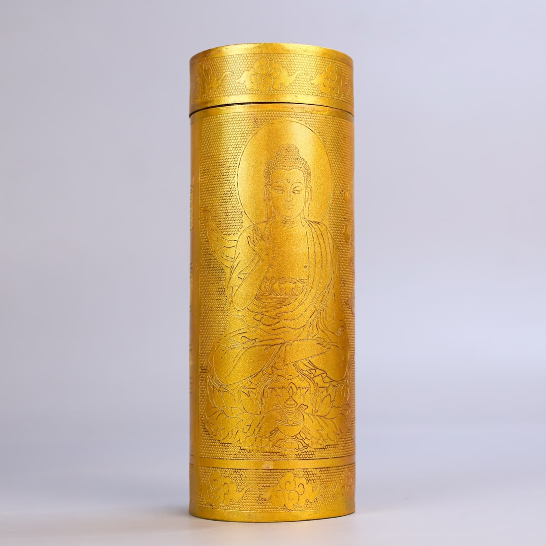 An Exquisite Gilt Bronze Buddha Statue Pattern With Scriptures Ornament - 2