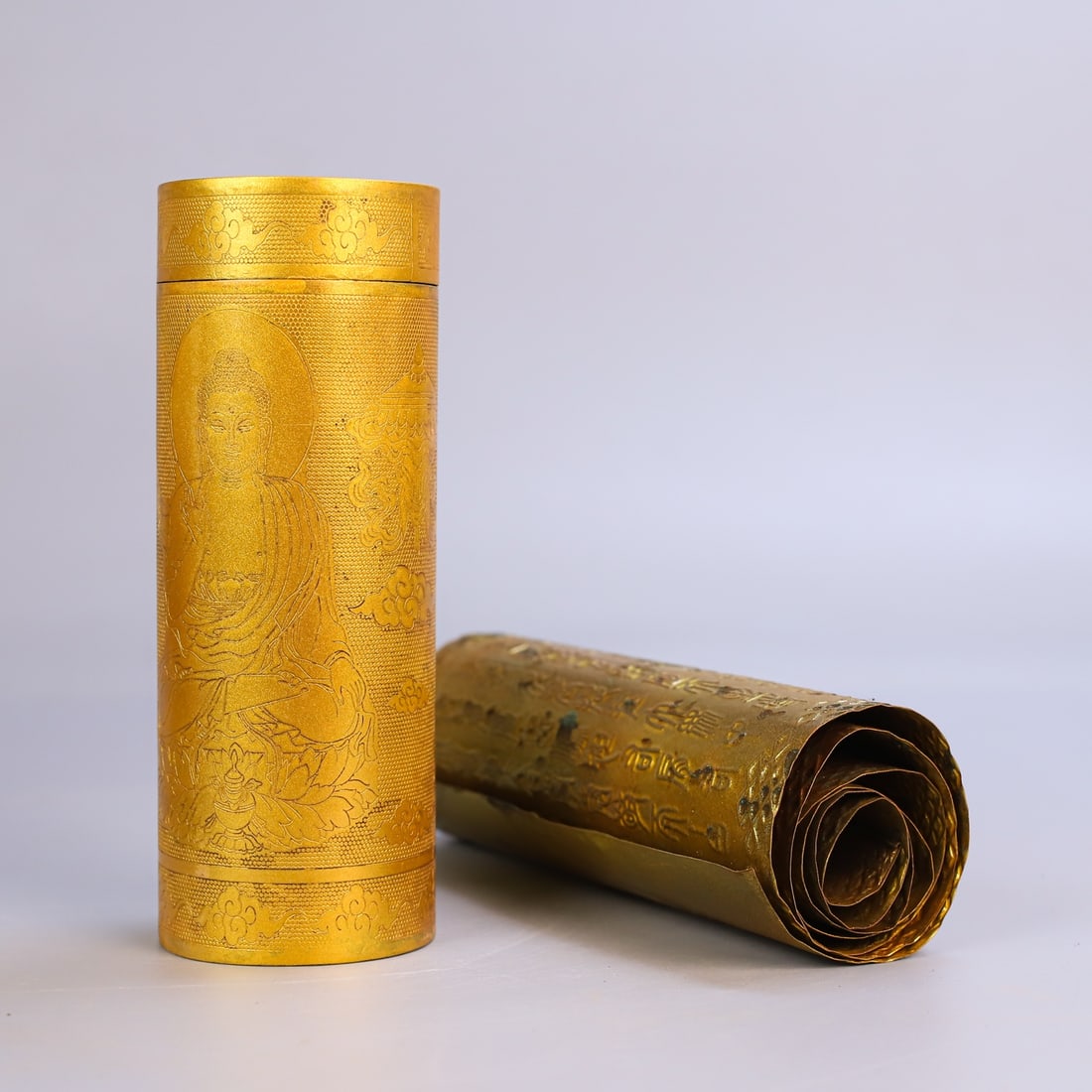 An Exquisite Gilt Bronze Buddha Statue Pattern With Scriptures Ornament - 3