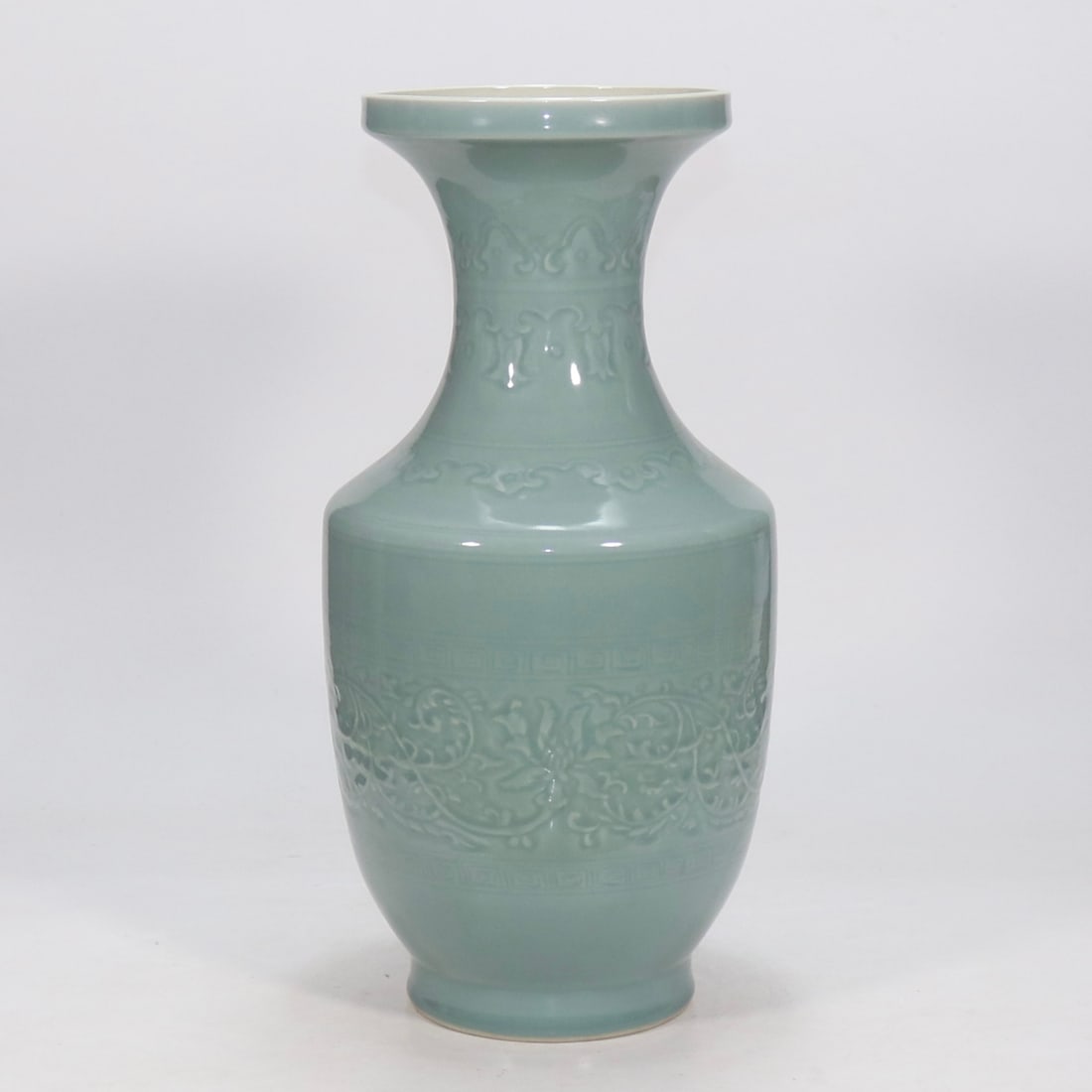 An Exquisite Celadon Glazed Lotus Pattern Vase (1 of 9)