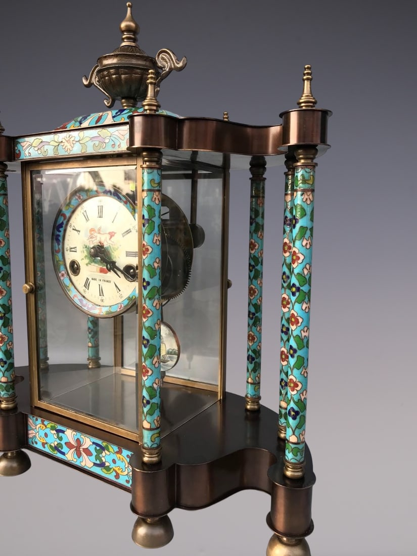 An Exquisite Bronze Lotus Pattern Figure Pattern Clock - 3
