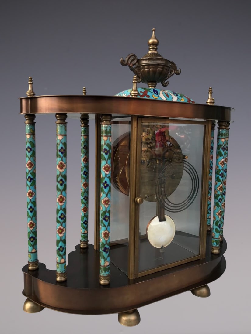 An Exquisite Bronze Lotus Pattern Figure Pattern Clock - 7