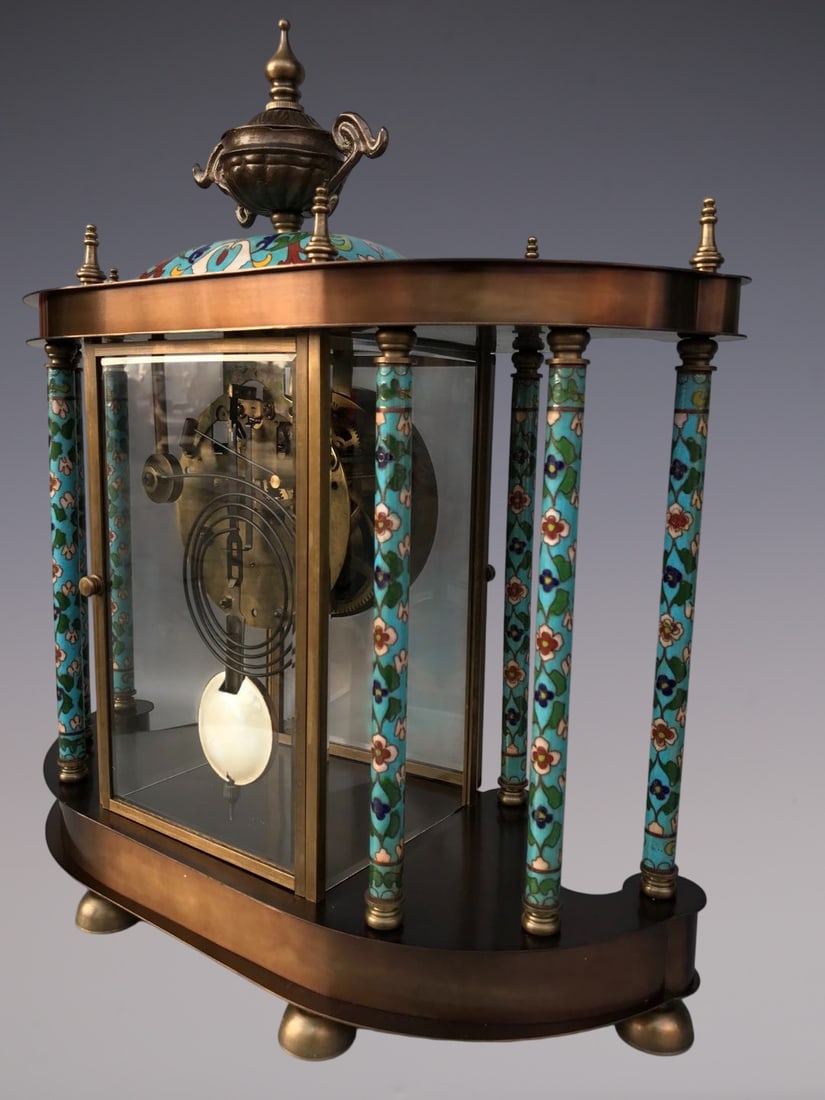 An Exquisite Bronze Lotus Pattern Figure Pattern Clock - 8