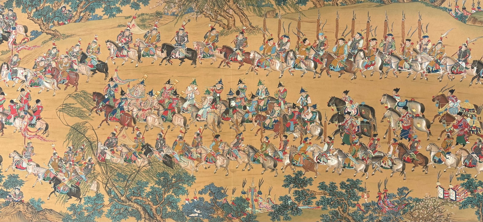 A Chinese Hand Scroll Ink Painting of Character and Story on Silk - 11