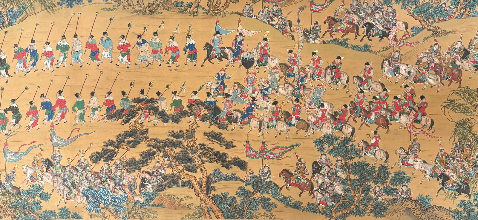 A Chinese Hand Scroll Ink Painting of Character and Story on Silk - 12
