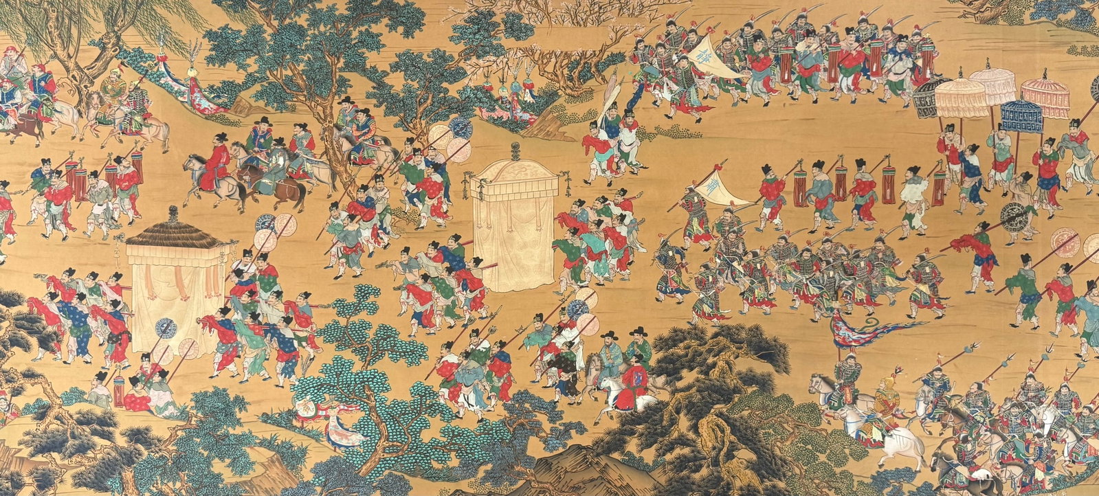 A Chinese Hand Scroll Ink Painting of Character and Story on Silk - 14