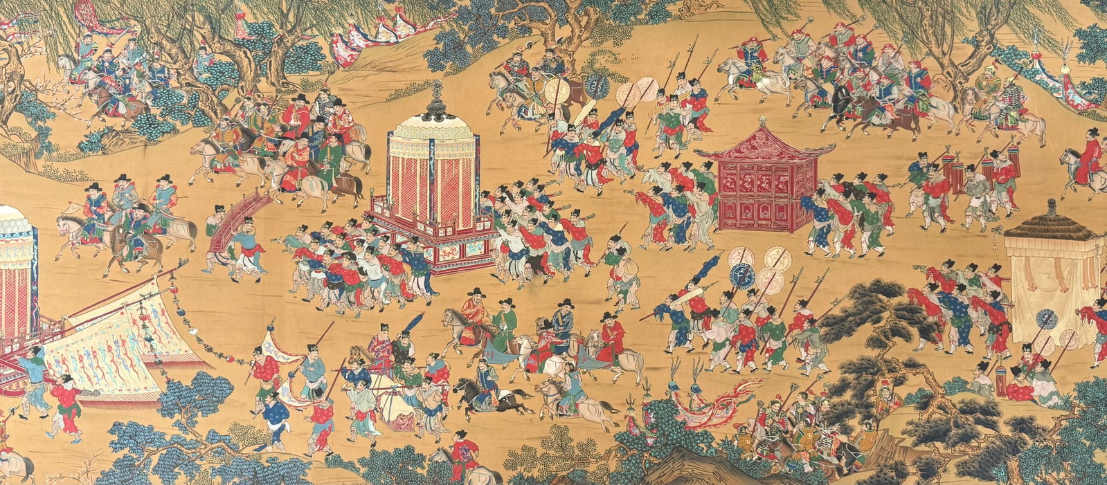 A Chinese Hand Scroll Ink Painting of Character and Story on Silk - 15