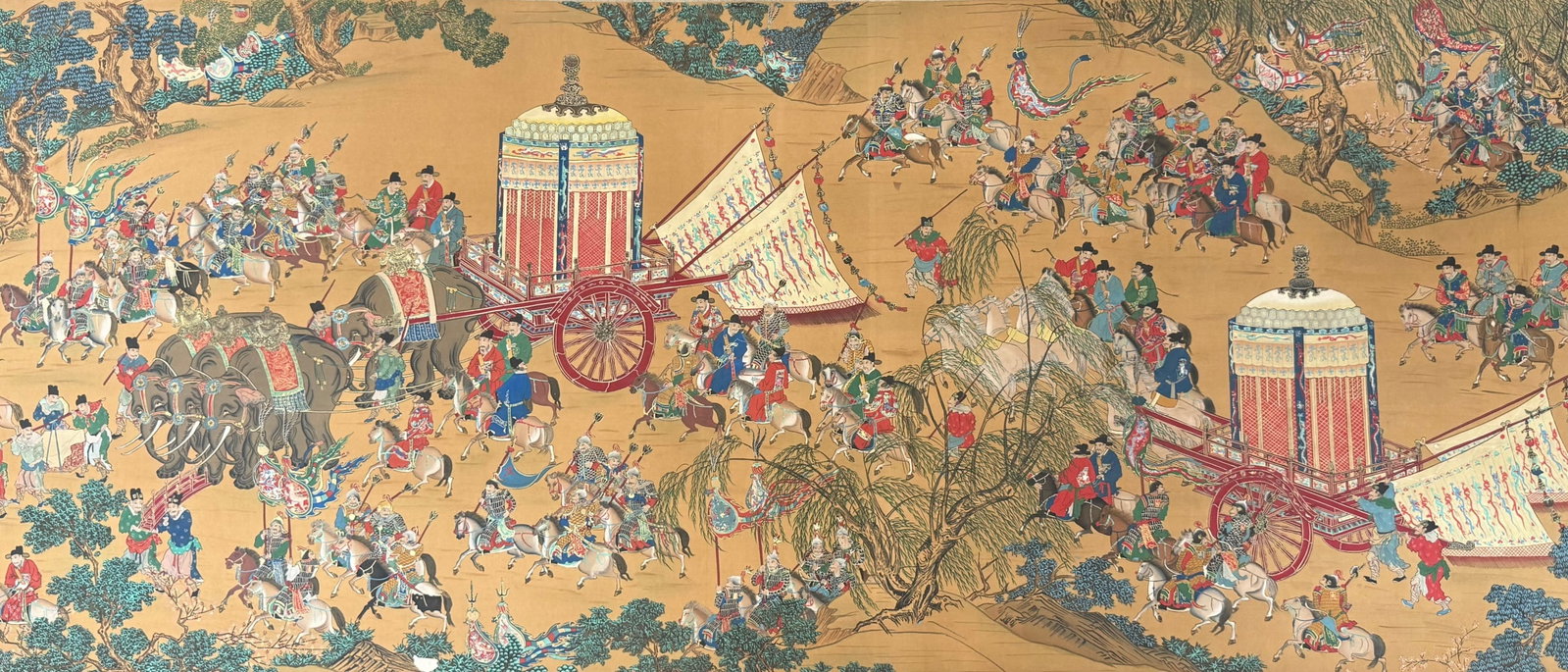 A Chinese Hand Scroll Ink Painting of Character and Story on Silk - 16
