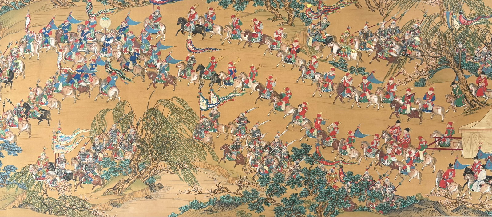 A Chinese Hand Scroll Ink Painting of Character and Story on Silk - 17