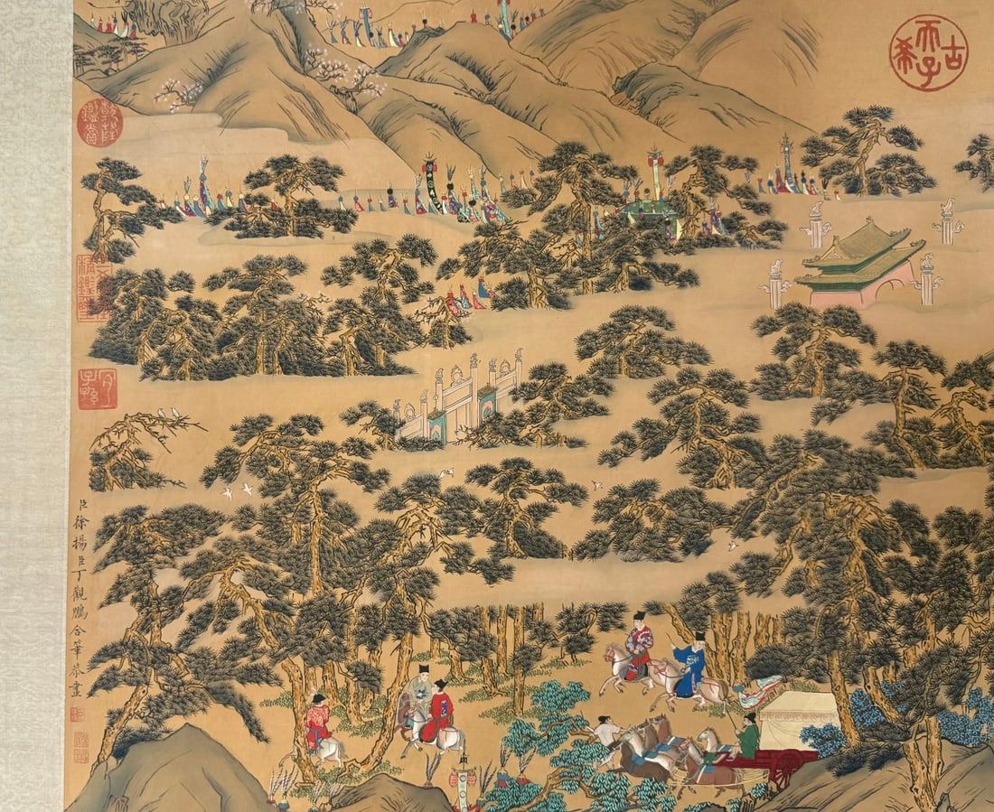 A Chinese Hand Scroll Ink Painting of Character and Story on Silk - 19