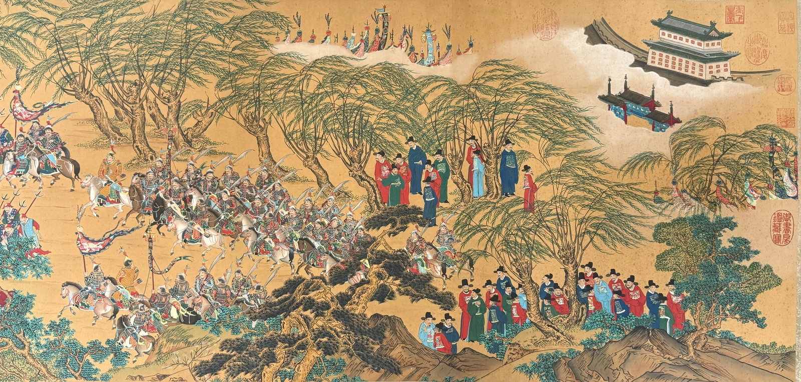 A Chinese Hand Scroll Ink Painting of Character and Story on Silk - 6