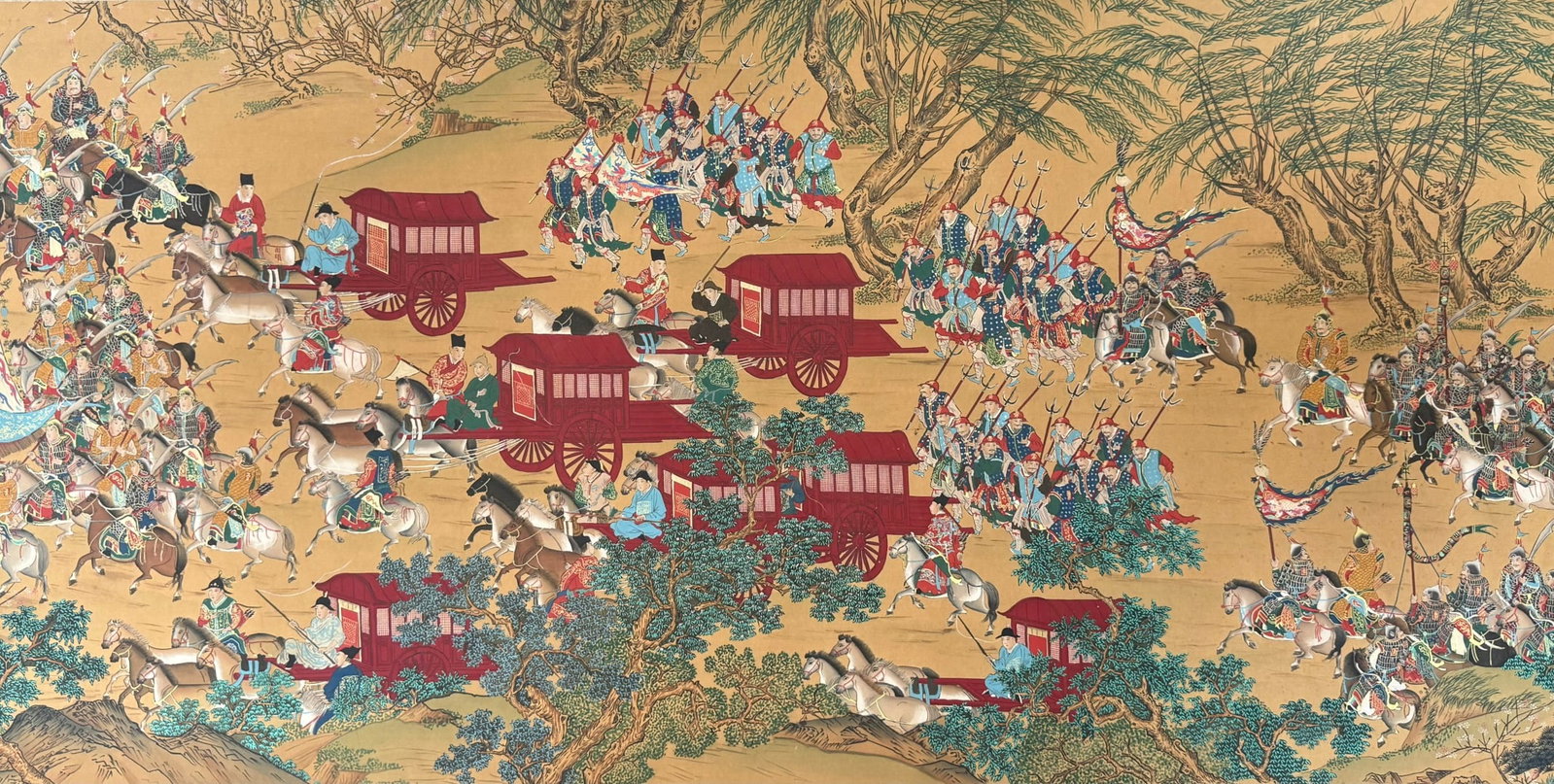 A Chinese Hand Scroll Ink Painting of Character and Story on Silk - 7