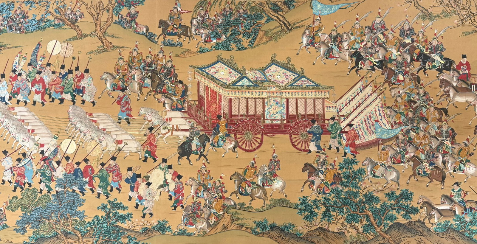 A Chinese Hand Scroll Ink Painting of Character and Story on Silk - 8
