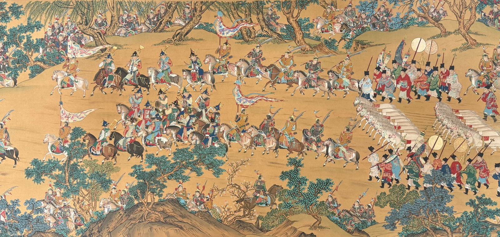 A Chinese Hand Scroll Ink Painting of Character and Story on Silk - 9