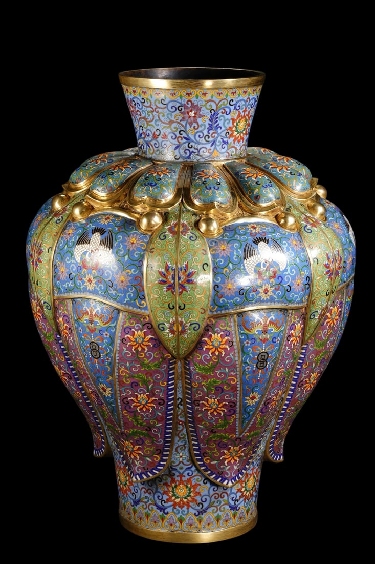 An Exquisite Cloisonne Lotus Pattern Crane Pattern Vase - 8