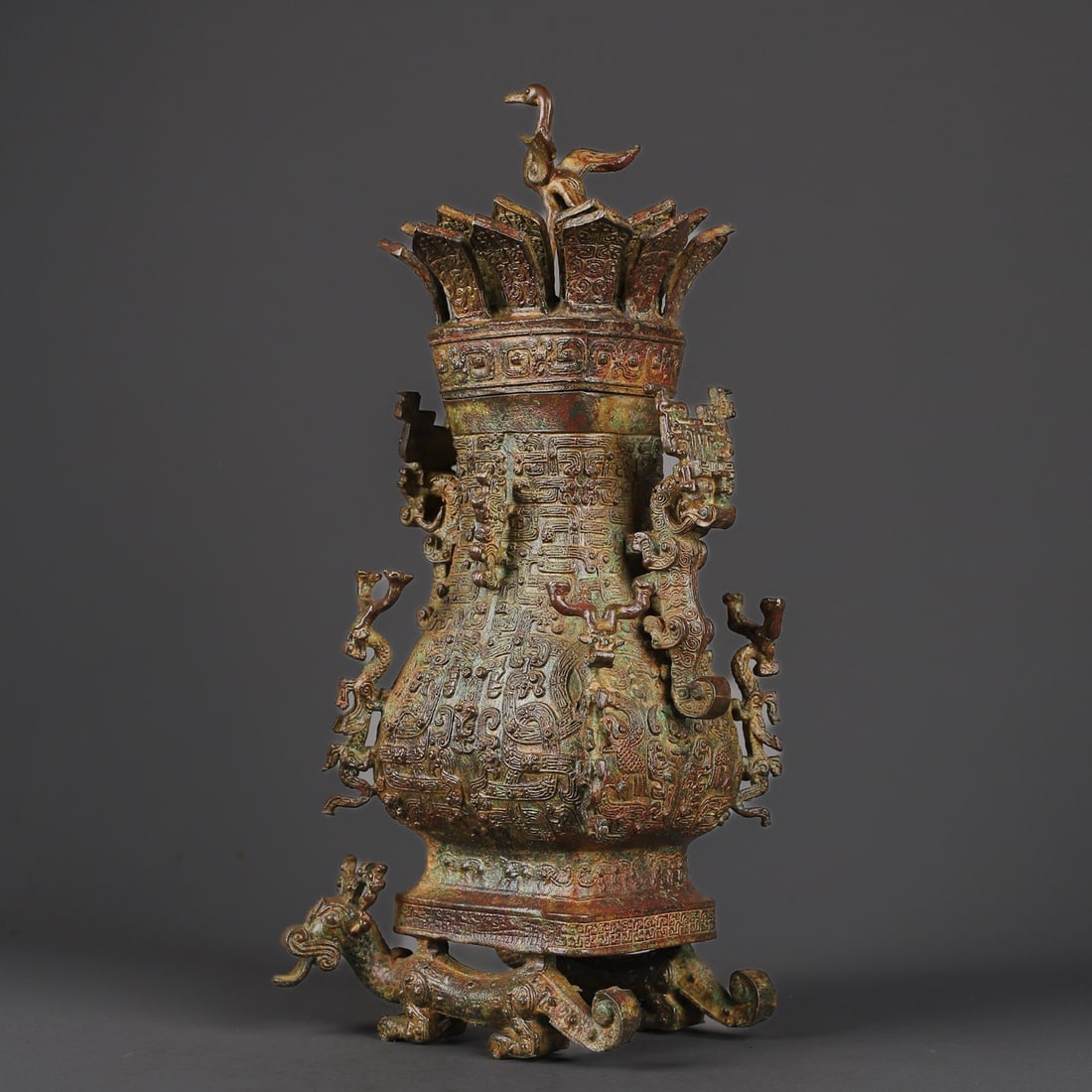 An Exquisite Bronze Auspicious Beast Pattern Vase - 5