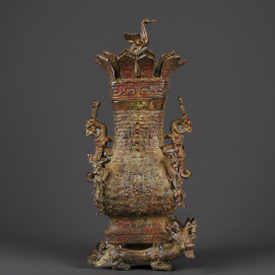An Exquisite Bronze Auspicious Beast Pattern Vase - 6