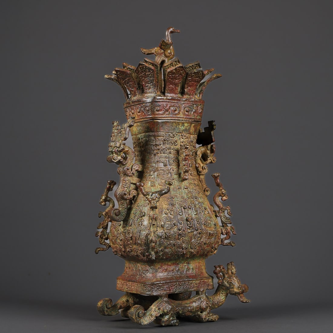 An Exquisite Bronze Auspicious Beast Pattern Vase - 7