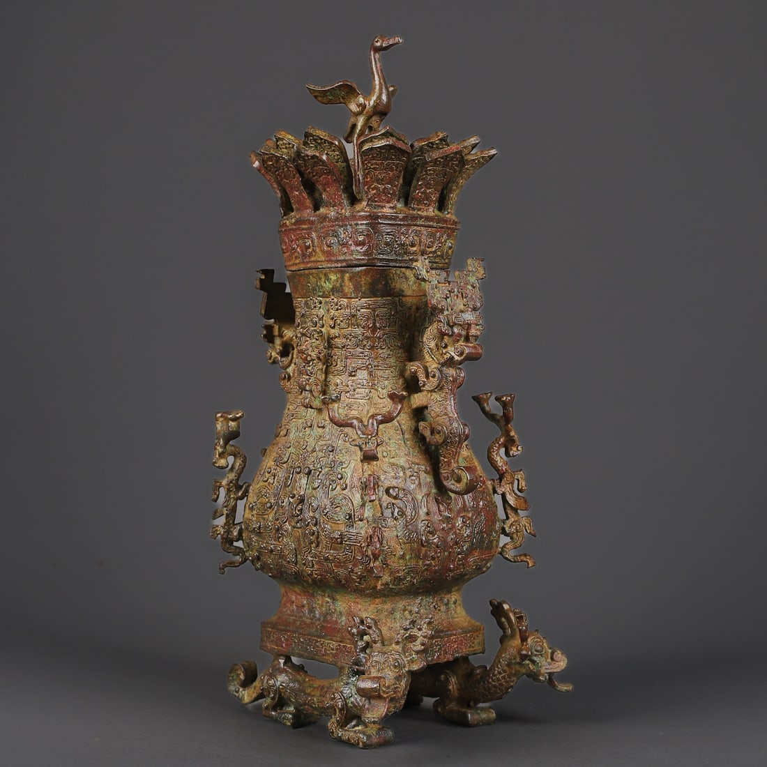 An Exquisite Bronze Auspicious Beast Pattern Vase - 9