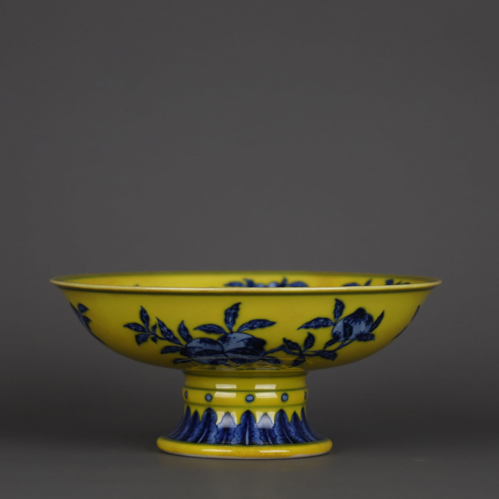A Exquisite Yellow Glaze Blue and White Eight Treasures Pattern Bowl: A Exquisite Yellow Glaze Blue and White Eight Treasures Pattern Bowl,Qing Dynasty, China,Qianlong Six-character Mark,Size:3inx6.8in